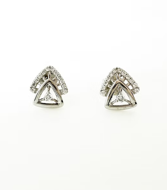 Trilliant Halo Diamond Stud Earrings