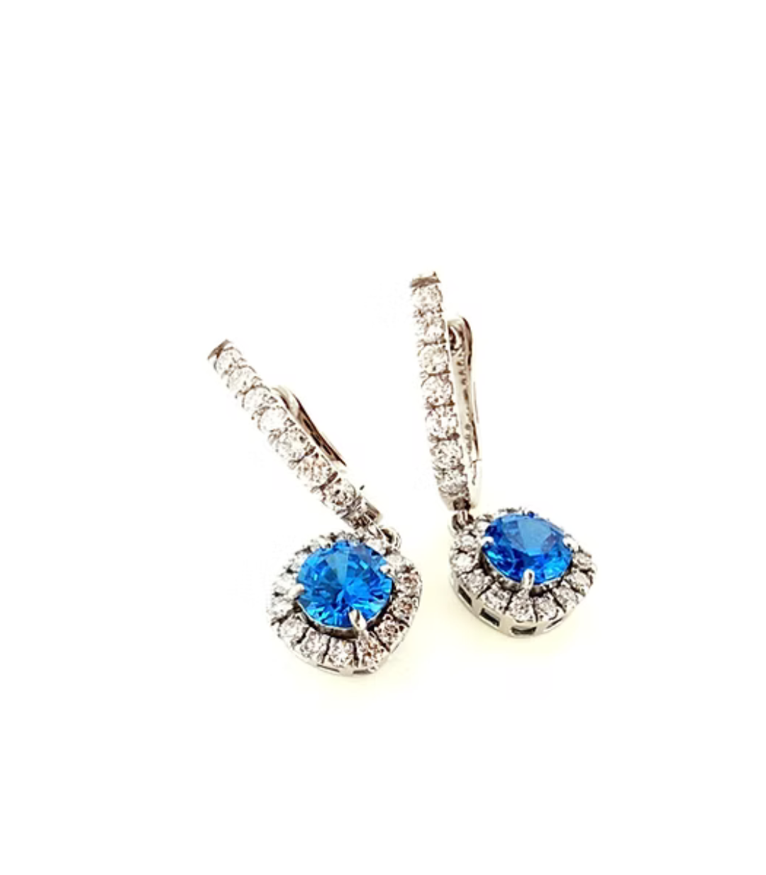 Aquamarine Halo Drop Earrings