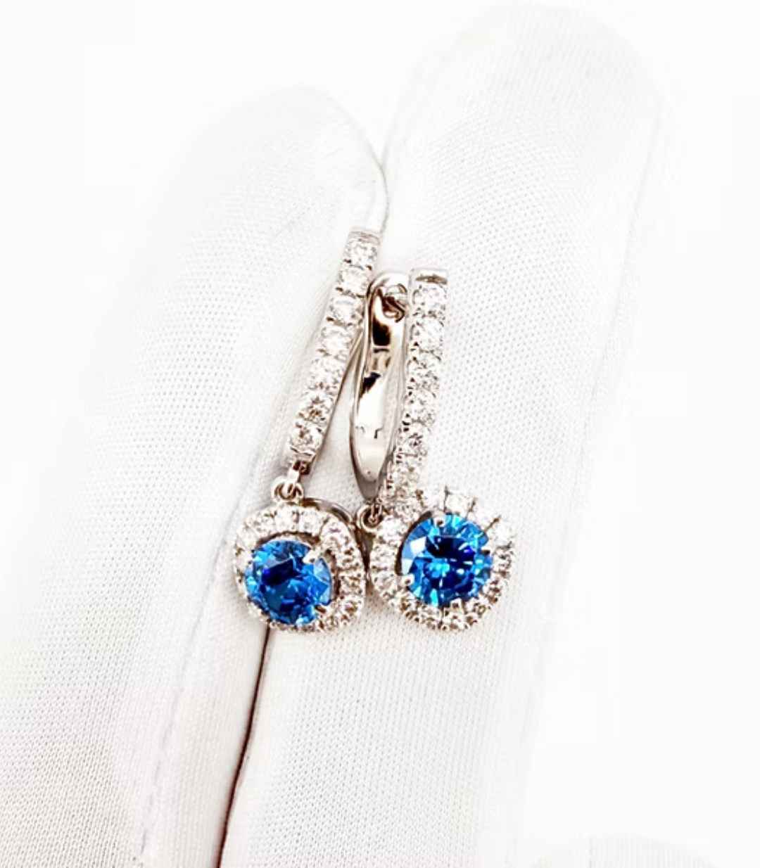 Aquamarine Halo Drop Earrings
