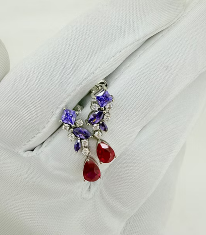 Amethyst Ruby Bloom Drop Earrings