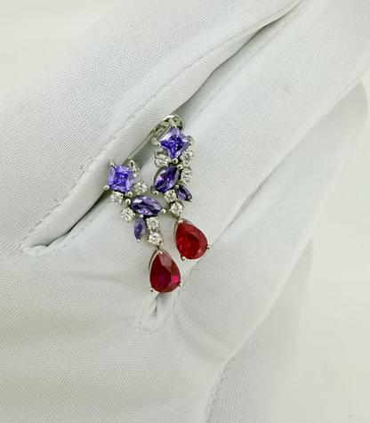 Amethyst Ruby Bloom Drop Earrings