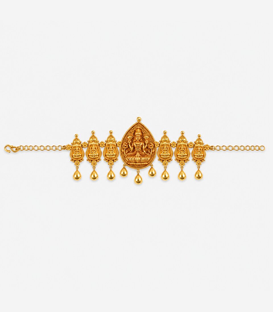 Gold Lakshmi Peacock Temple Armlet