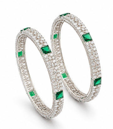 Pair Of Diamond with Green Gemstones