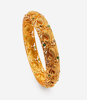 Gold Antique Floral Engraved Designer Bangle