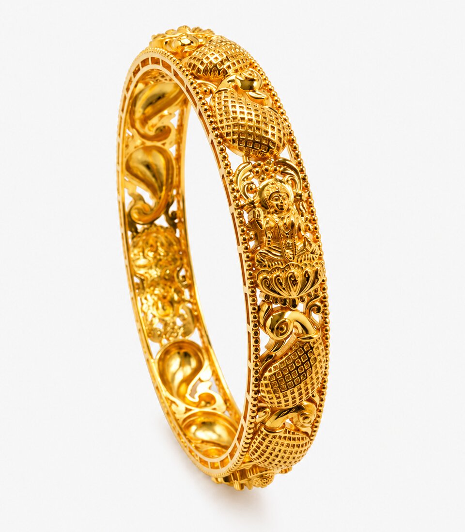Gold Traditional Temple Engraved Bangle