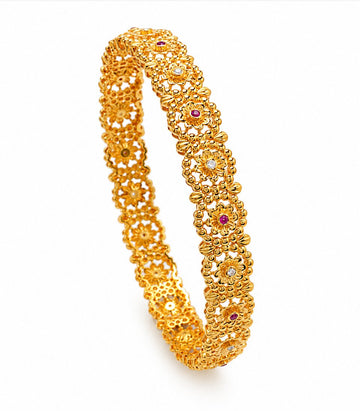 Gold Floral Cluster Designer Bangle