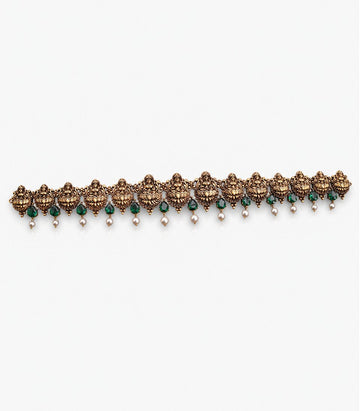 Antique Lakshmi Green Stone Temple Hipchain