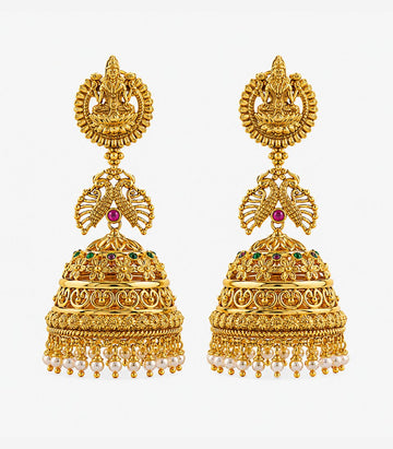Temple Leaf Jhumka Earrings