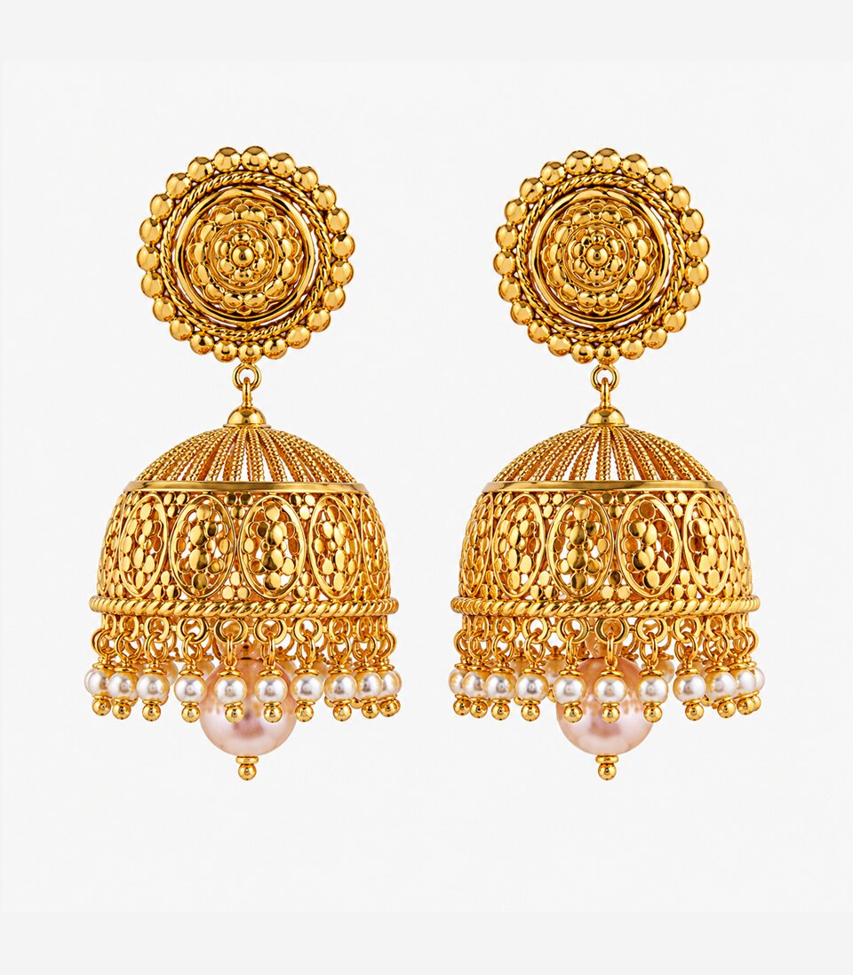 Circular Filigree Jhumka Earrings