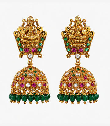 Peacock Temple Multicolor Bridal Earrings