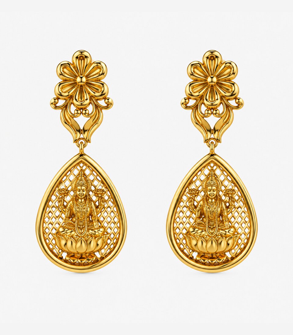 Floral Teardrop Filigree Earrings