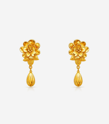 Floral Drop Stud Earrings