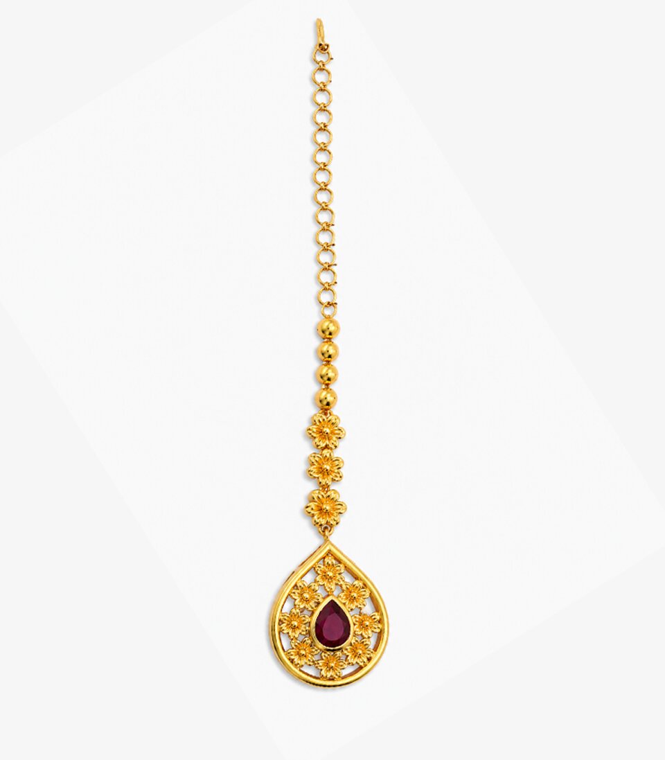 Ruby Teardrop Designer Maang Tikka