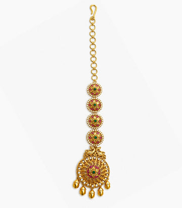 Ruby Temple Bridal Maang Tikka