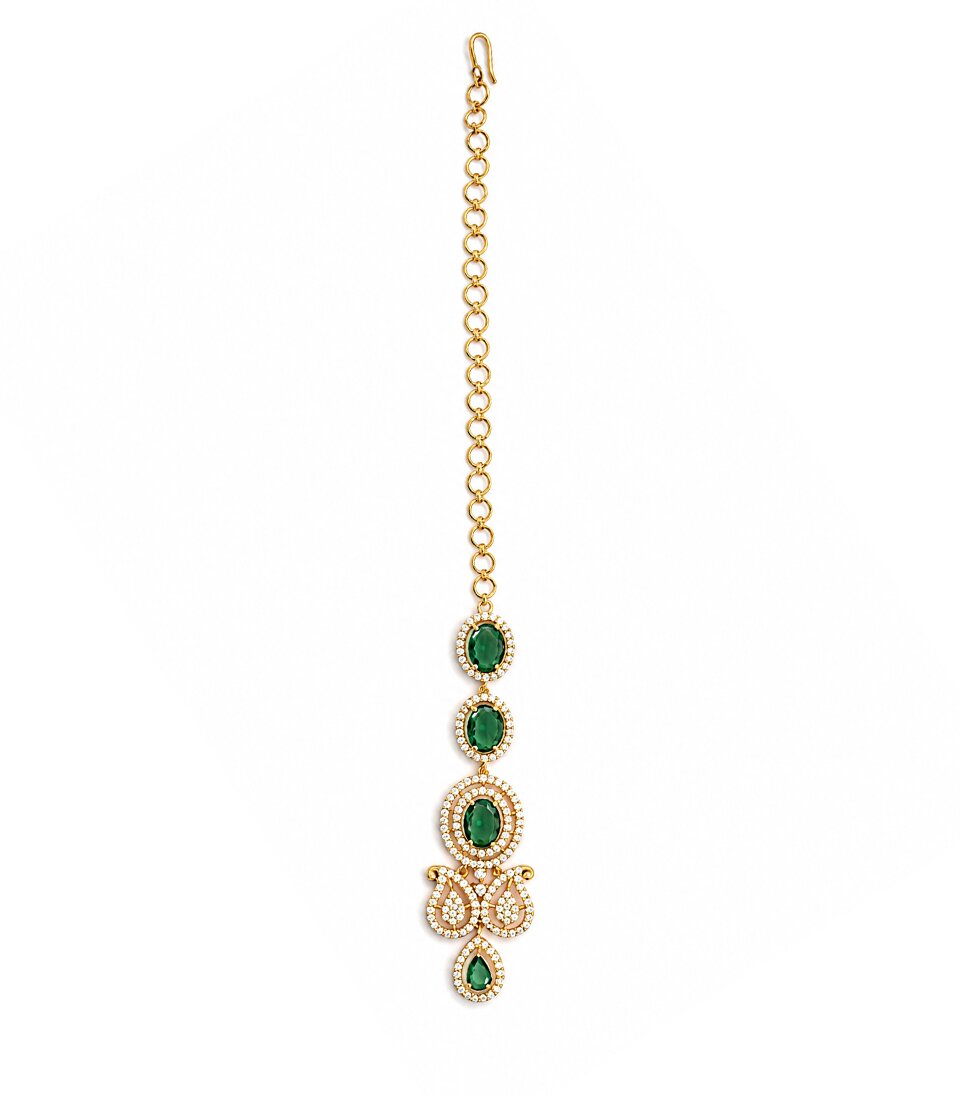 Emerald Drop Designer Maang Tikka