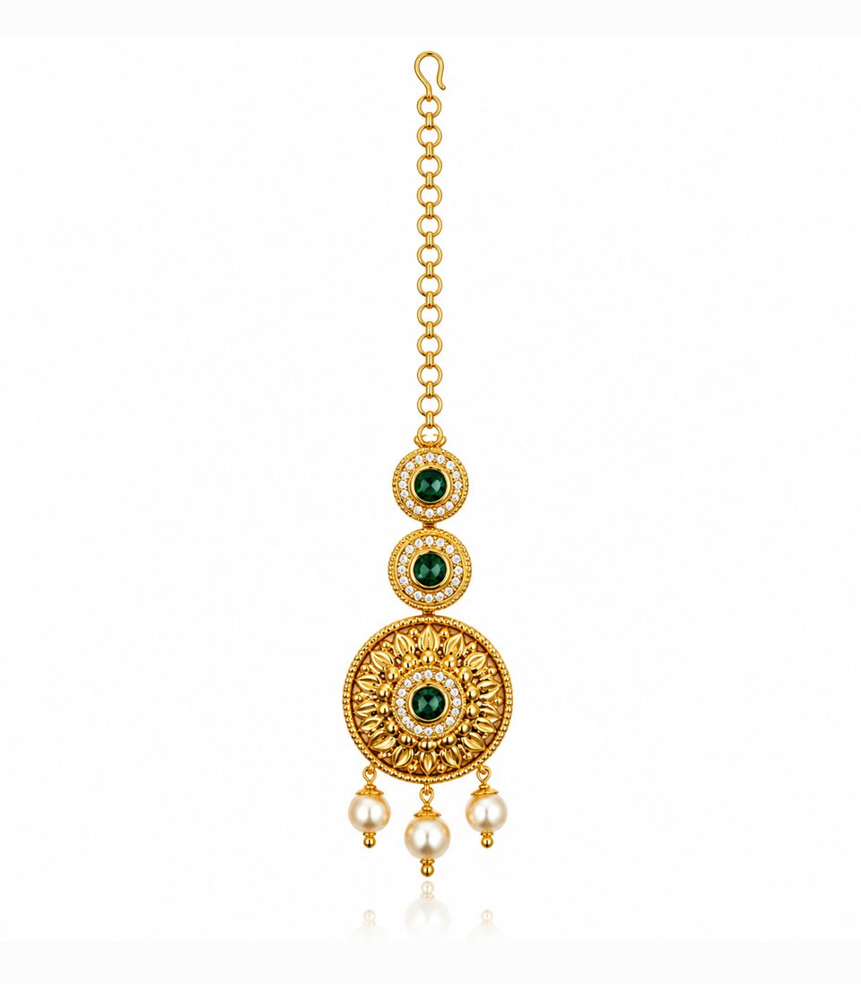 Emerald Temple Drop Maang Tikka