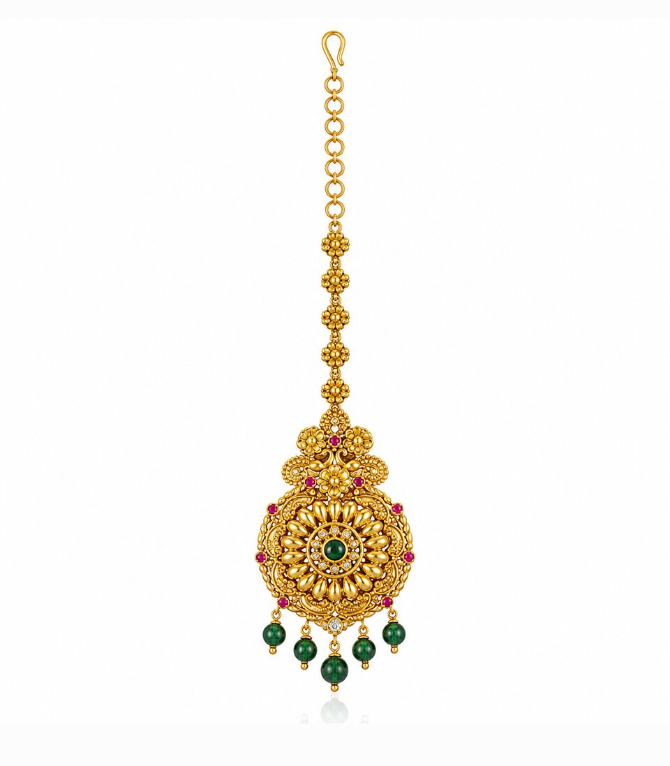 Ruby Floral Bridal Maang Tikka