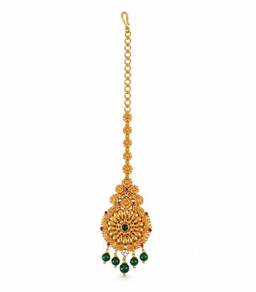 Emerald Double Disc Maang Tikka