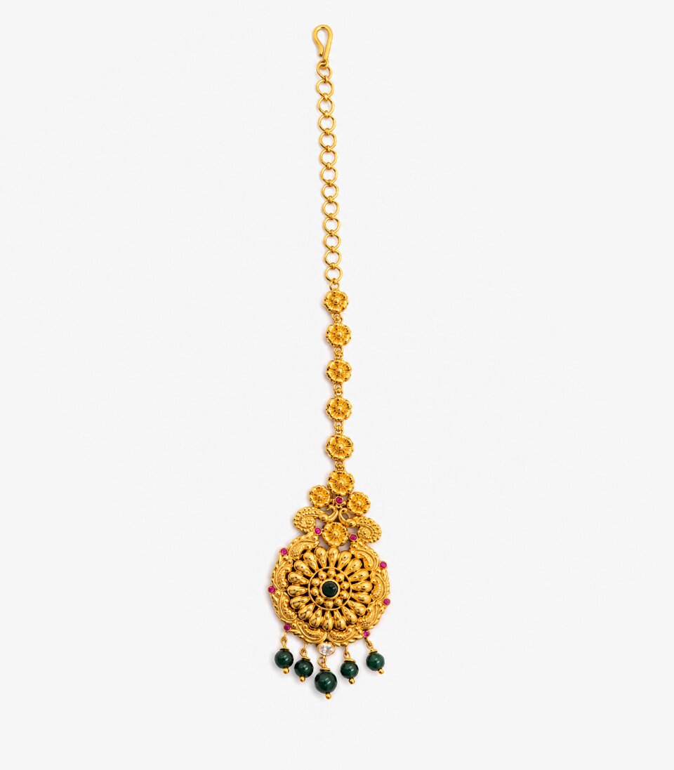 Temple Floral Peacock Maang Tikka