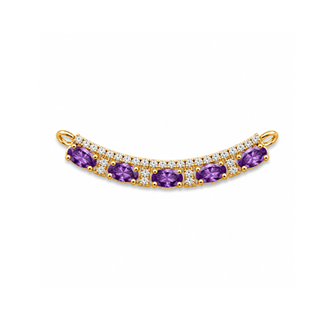 Gold Purple Stone Curved Diamond Pendant