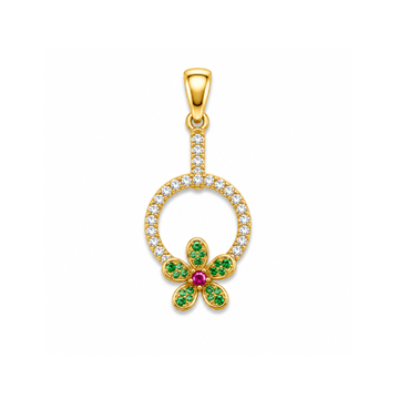 Gold Floral Circle Diamond Pendant