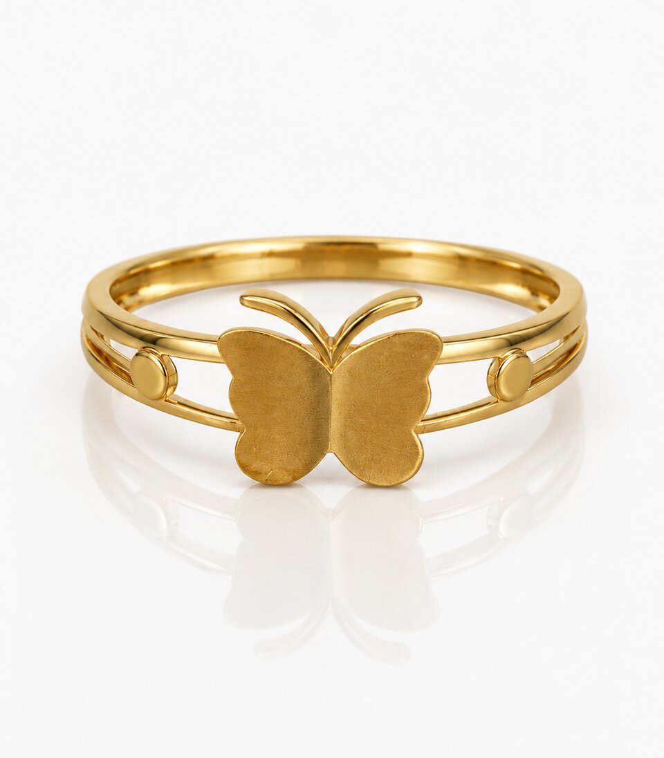 Gold Butterfly Flower Ring – Nature Inspired Designer Ring