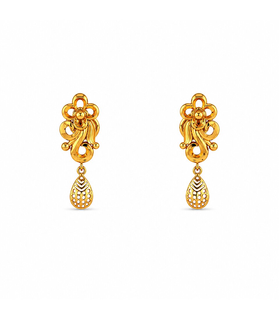 Antique Floral Drop Stud Earrings
