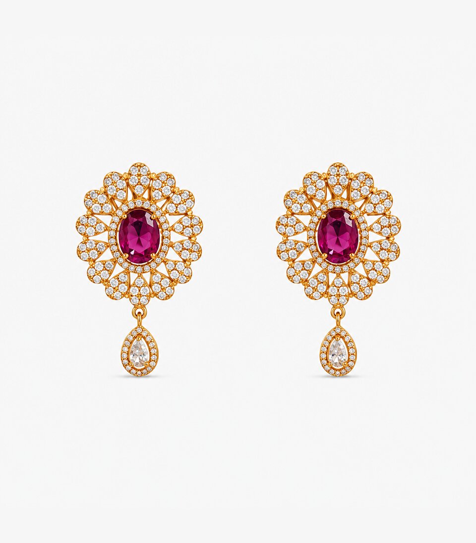 Sunray Gem Drop Earrings