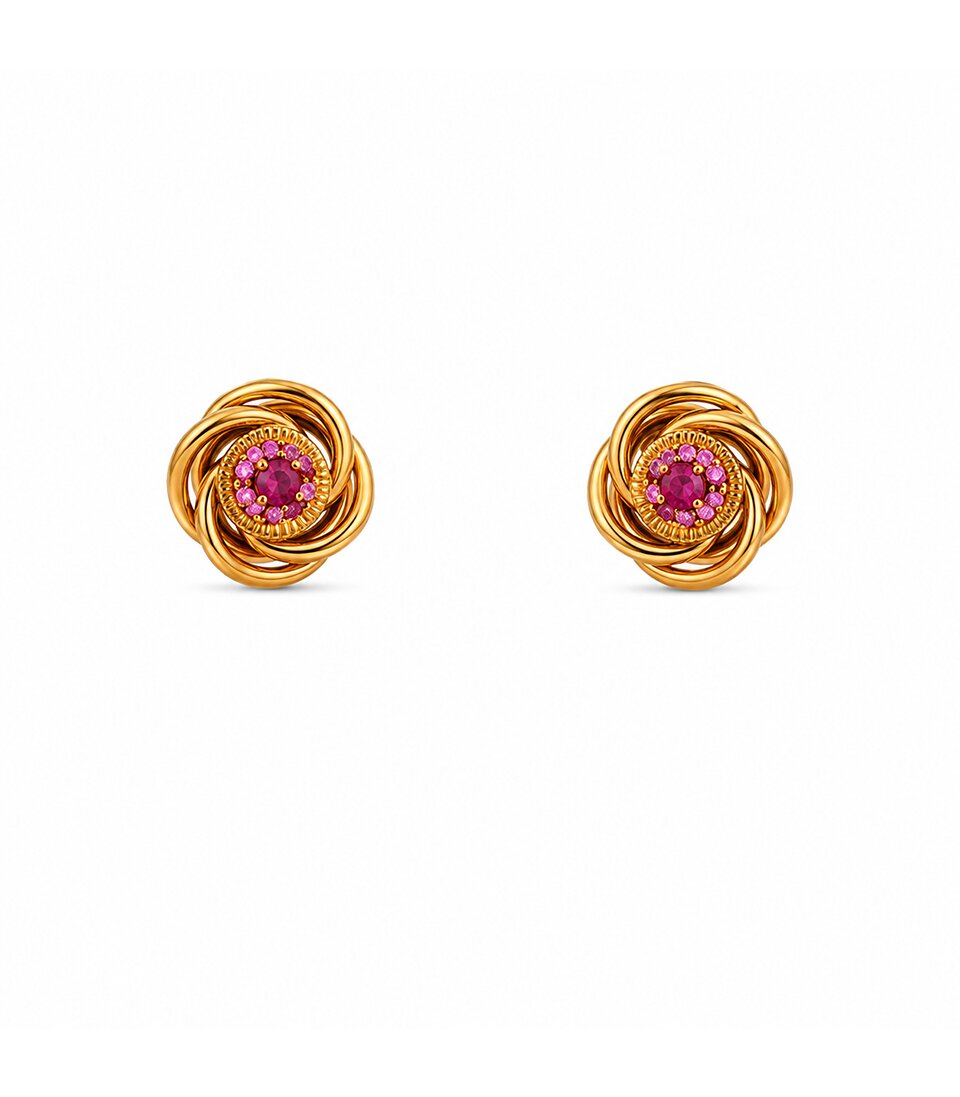 Ruby Rosette Stud Earrings