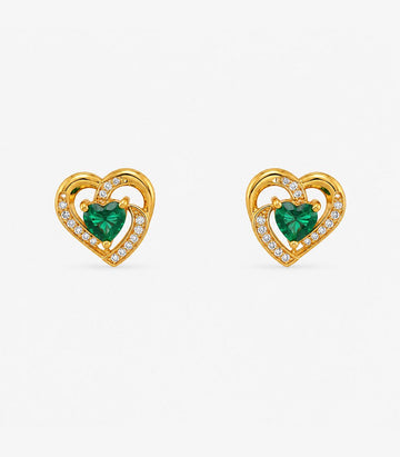 Emerald Heart Stud Earrings