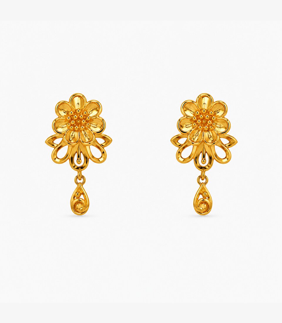Golden Daisy Stud Earrings