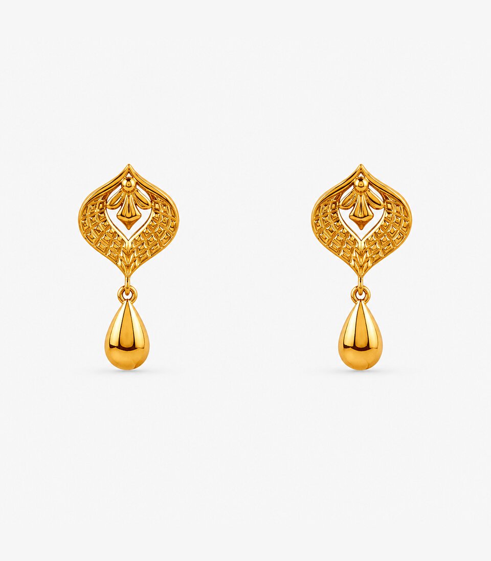 Diamond Frame Drop Earrings