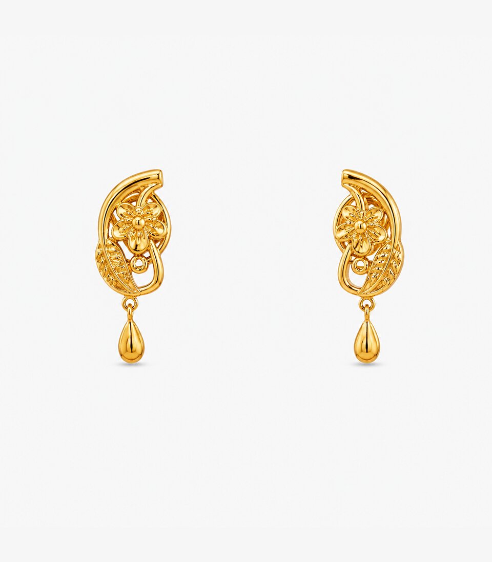 Curved Feather Stud Earrings