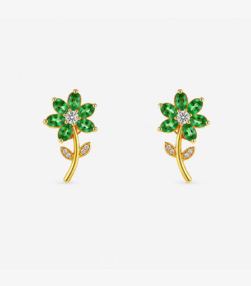 Emerald Clover Stud Earrings