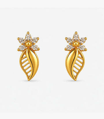 Veined Leaf Stud Earrings