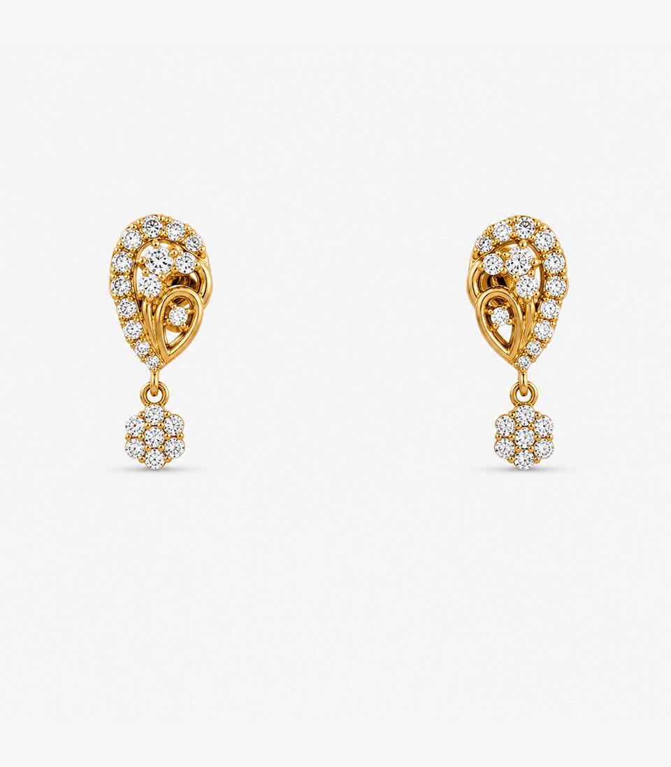 Diamond Halo Drop Stud Earrings