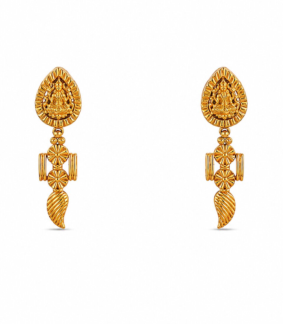 Temple Chain Drop Stud Earrings