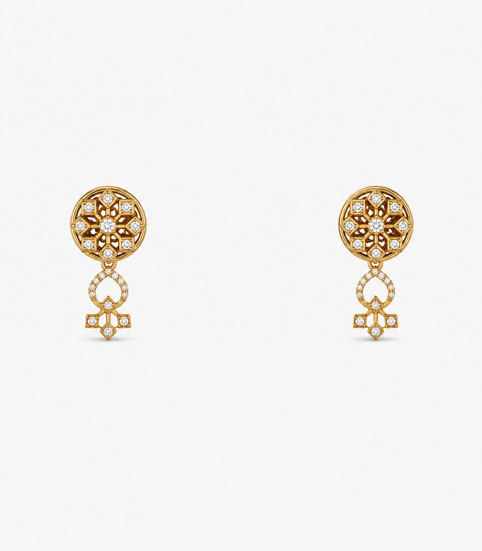 Floral Drop Stud Earrings