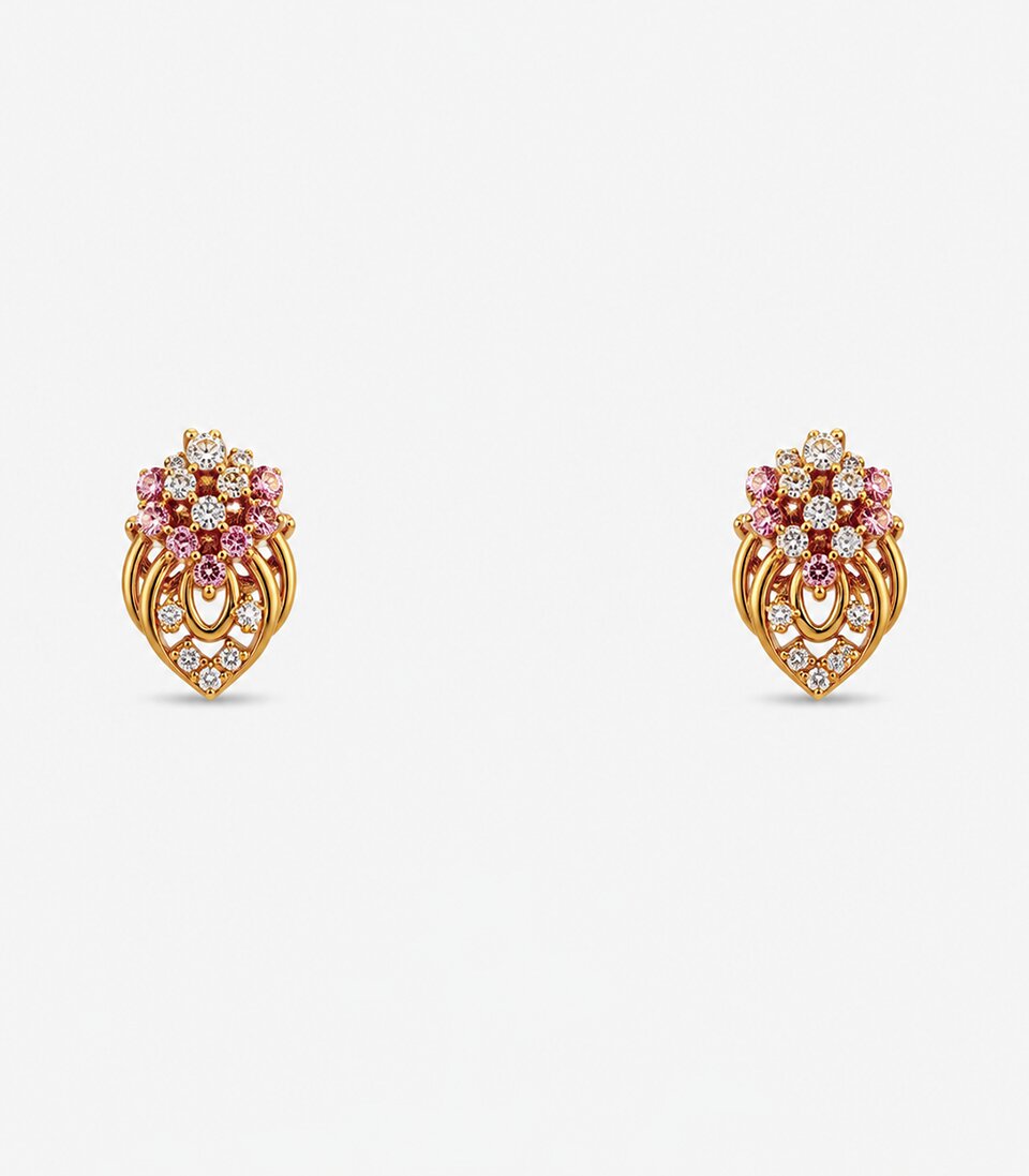 Ruby Heart Stud Earrings