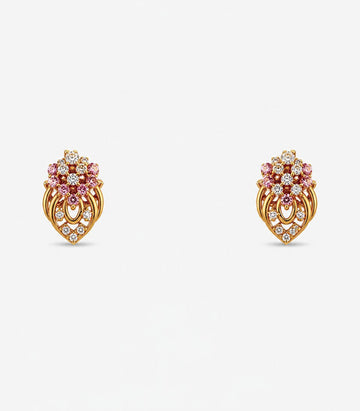 Ruby Heart Stud Earrings