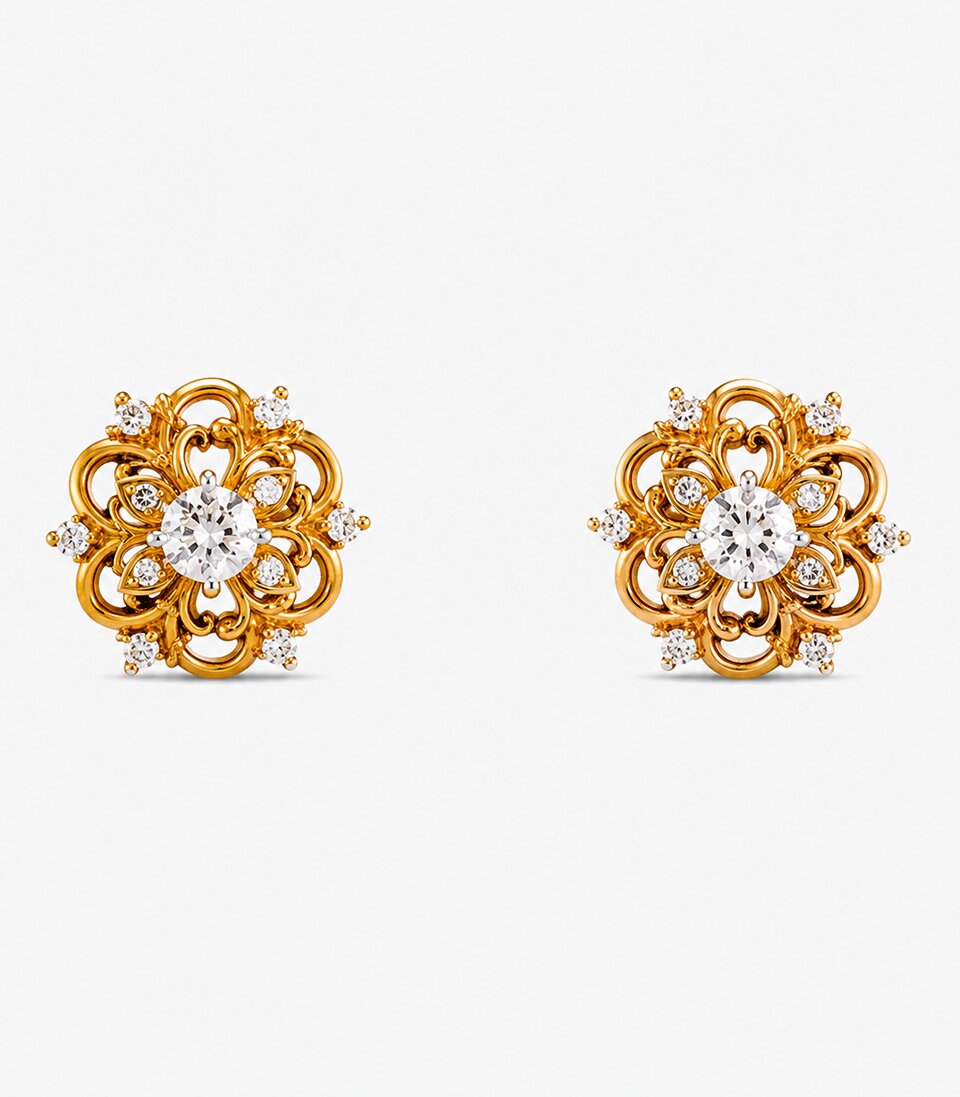 Floral Filigree Stud Earrings