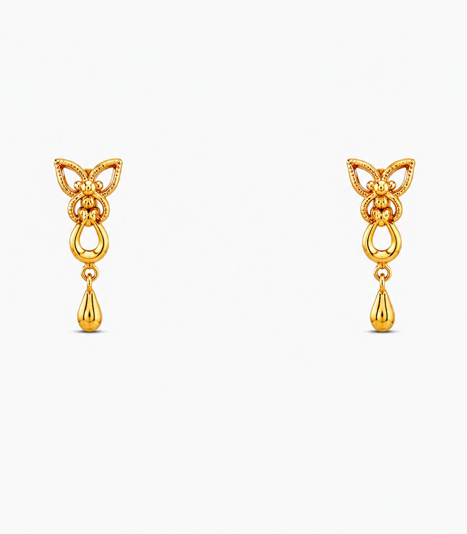 Butterfly Drop Stud Earrings