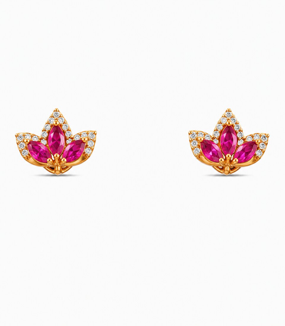 Lotus Floral Stud Earrings