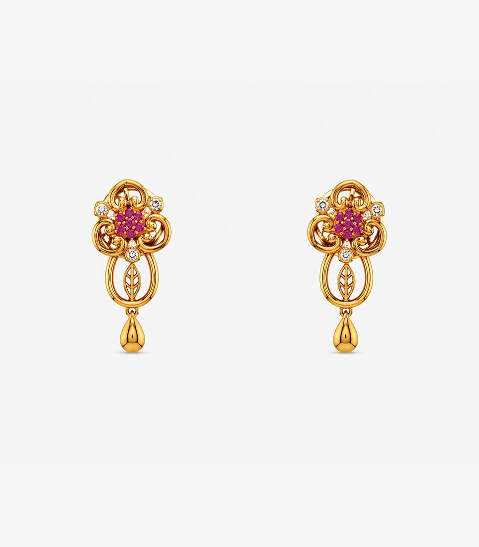 Ruby Floral Stud Earrings