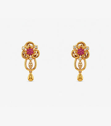 Ruby Floral Stud Earrings