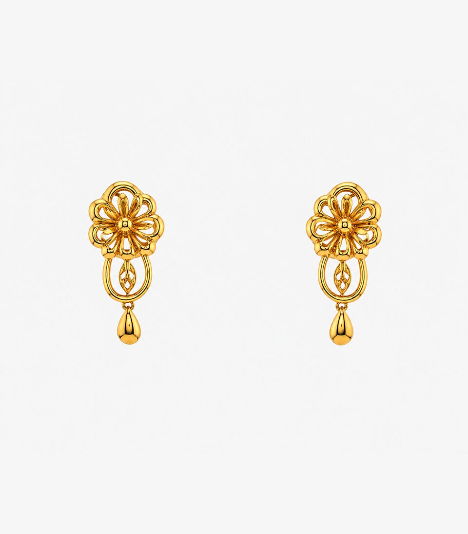Floral Drop Stud Earrings