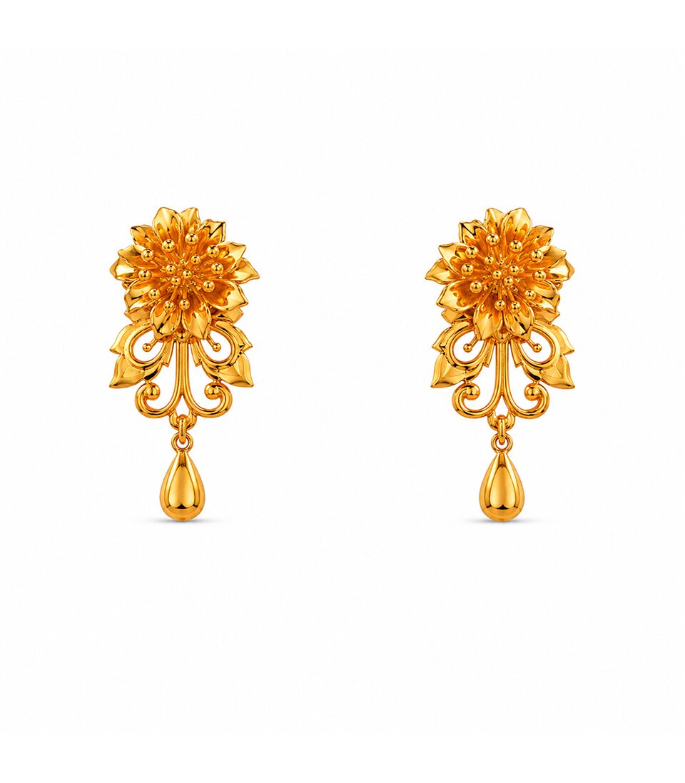 Sunflower Drop Stud Earrings