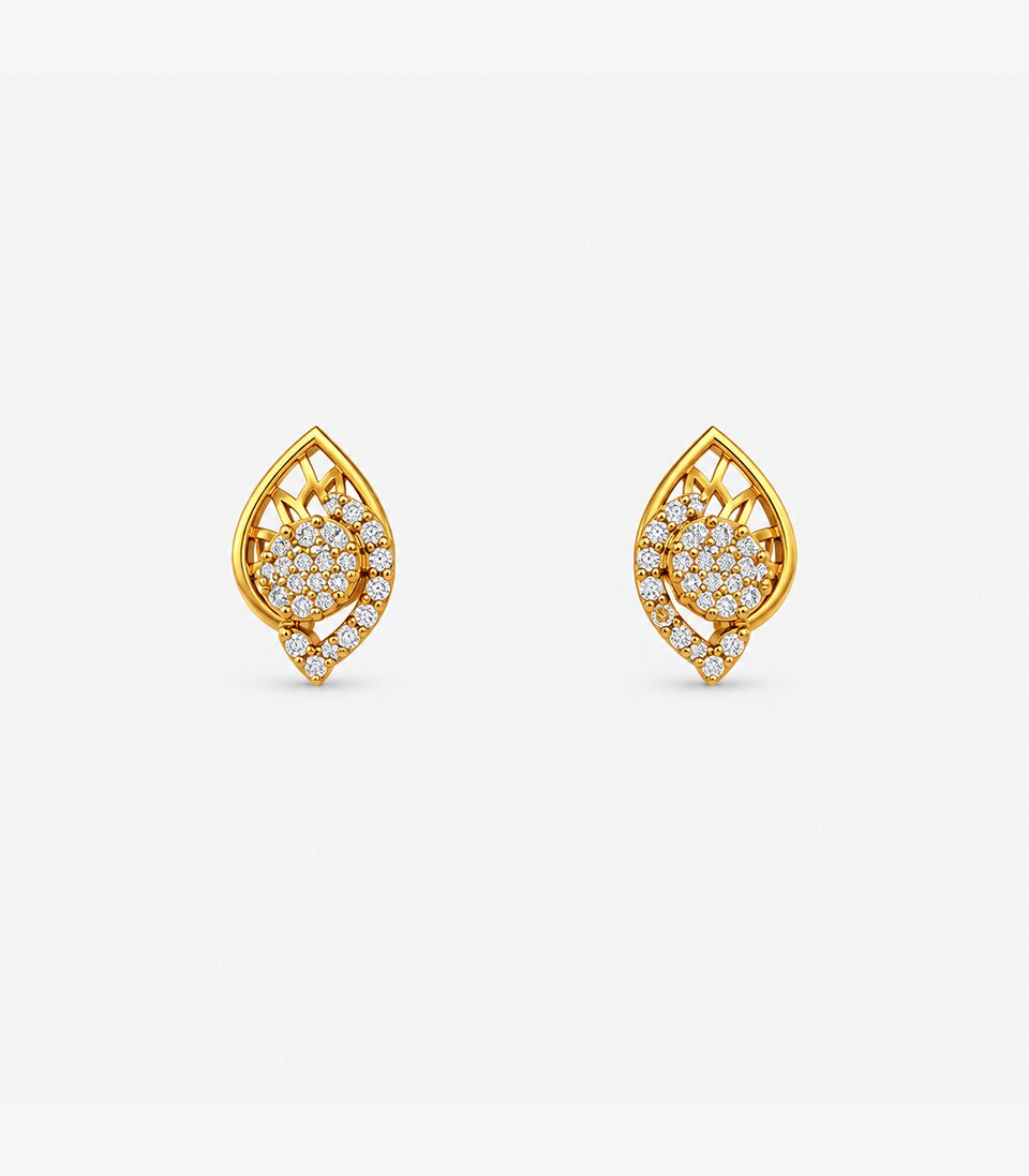 Leaf Motif Stud Earrings