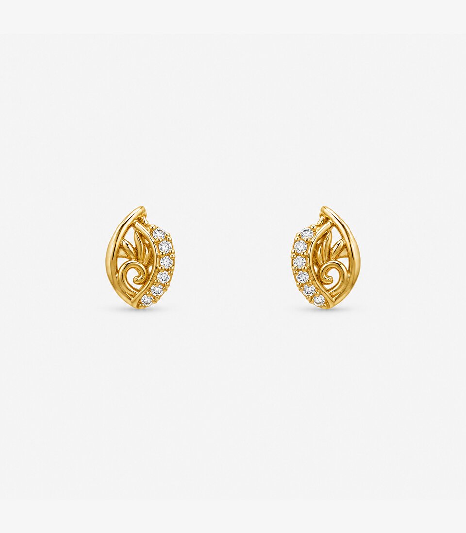 Royal Leaf Motif Stud Earrings