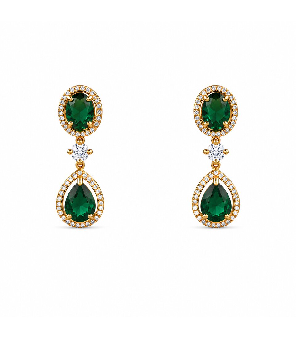 Emerald Solitaire Drop Earrings